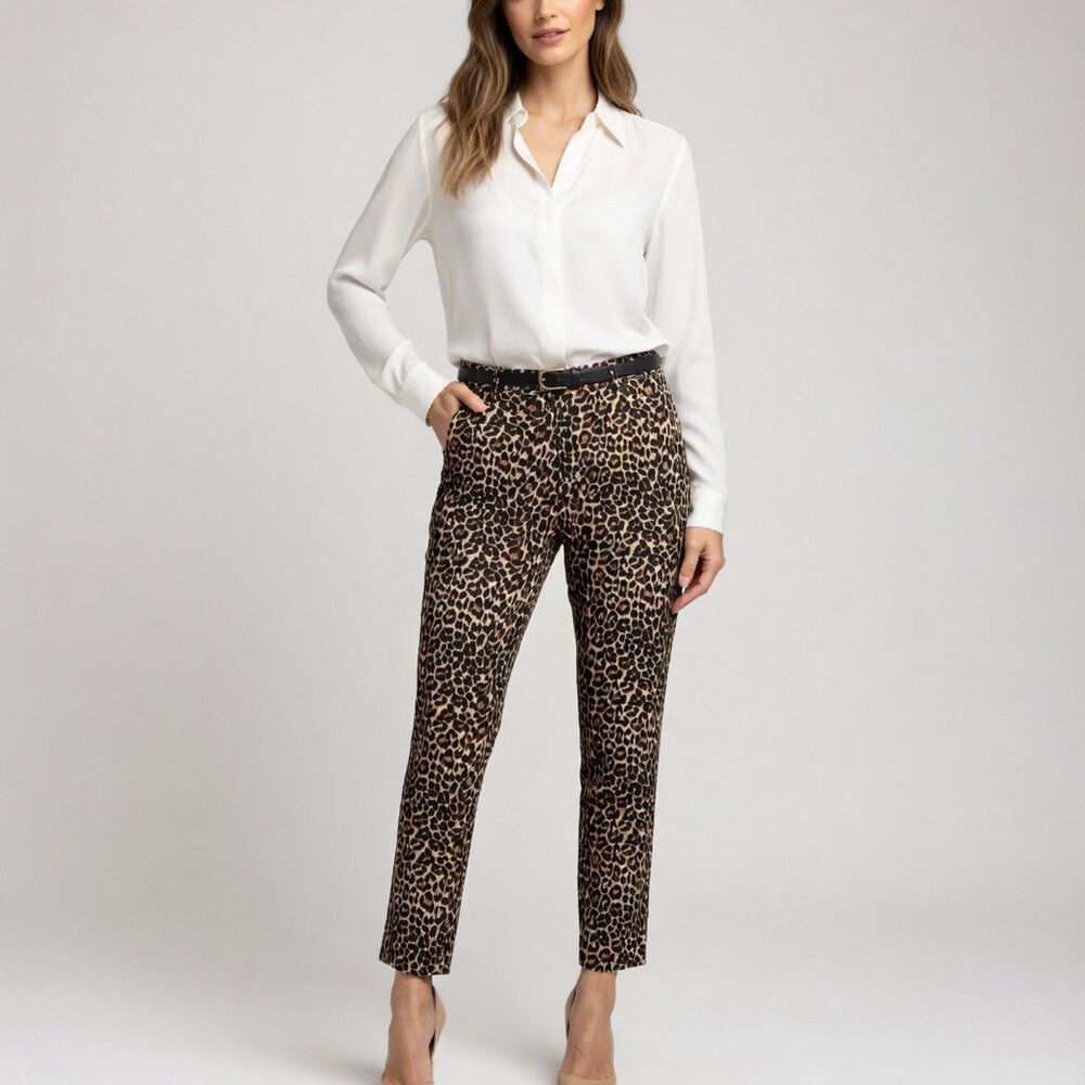 J.Crew Winnie Crop Ankle Pants Fierce Cheetah Leopard Animal Print Size 4